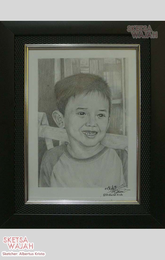 Sketsa realis hitam putih A4 Albertus Kristo 3