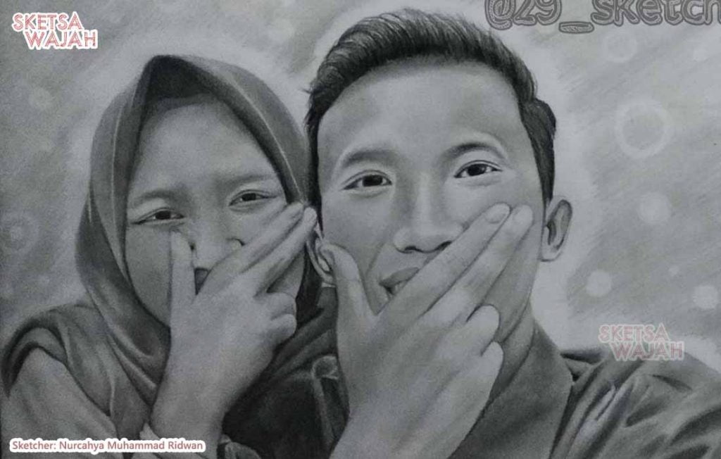 Sketsa Wajah Realis Hitam Putih Nurcahya Muhammad Ridwan 4