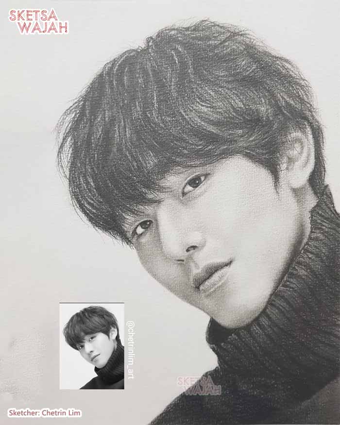 Sketsa Wajah Hitam Putih Chetrin Lim 4